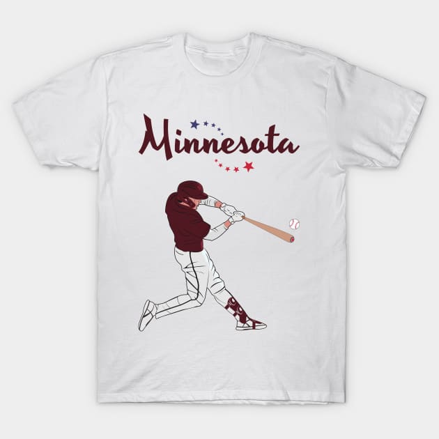 Minnesota USA Baseball T-Shirt by VISUALUV